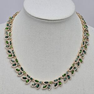 J CREW Elegant Green and Gold Leaf Necklace Wicked ST Patricks Day